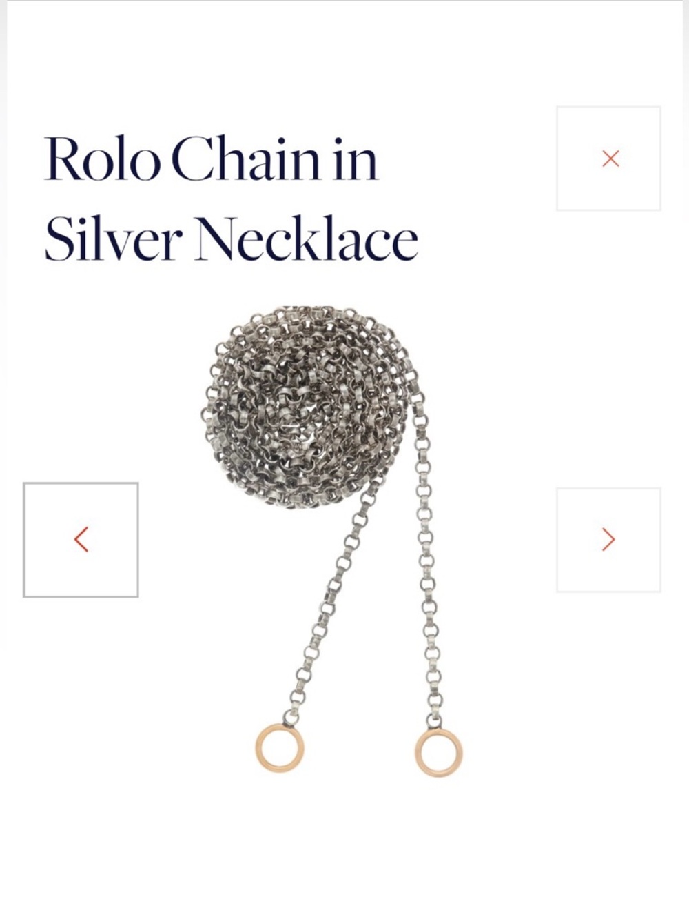 Authentic Marla Aaron Silver Rolo Chain Necklace with Gold Rings